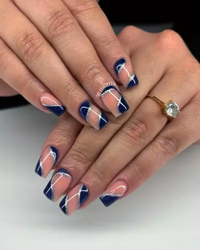 deco bleu rose argent bague