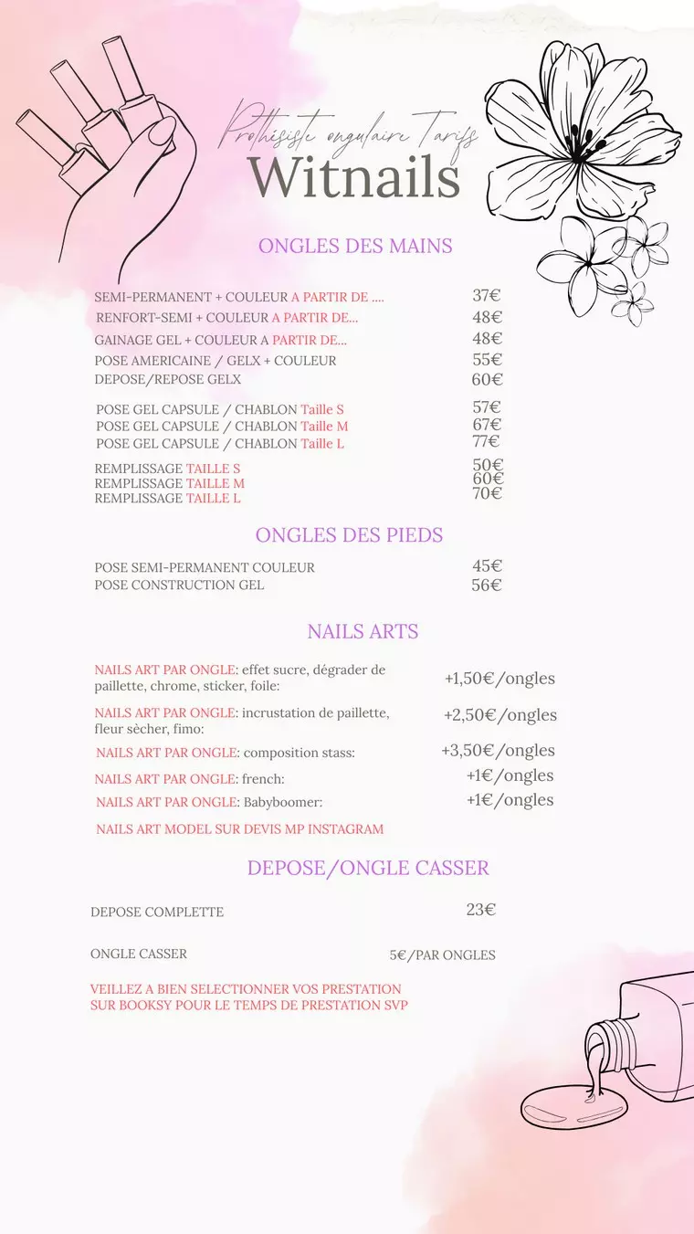 witnails tarifs